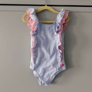 NWOT Rufflebutts Seersucker Waterfall One Piece Swimsuit (5T)
